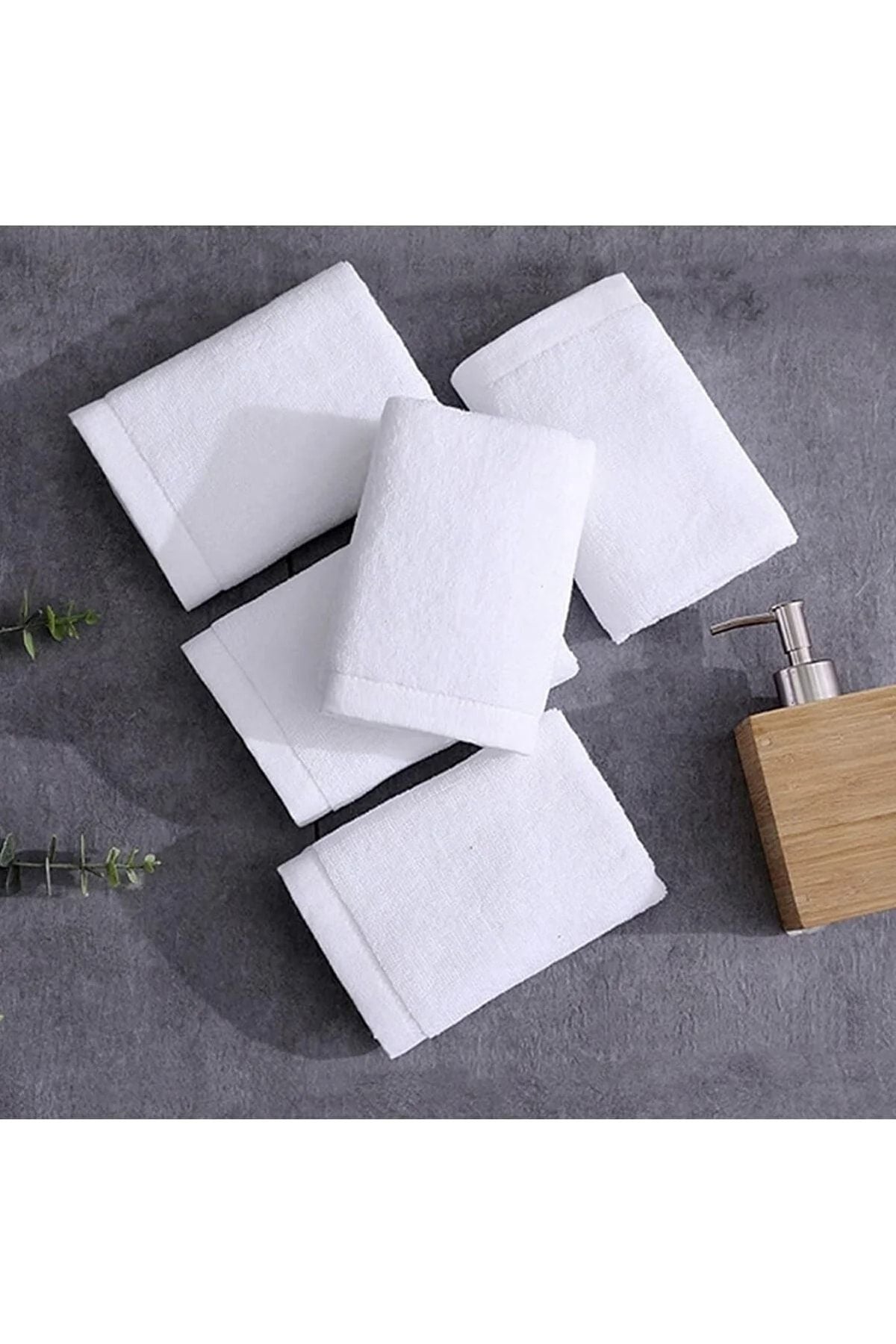 Osmanlı Home Concept 5 Pieces White Hotel Towel 100% Cotton Hand & Face & Head Towel 50x90 Cm 3