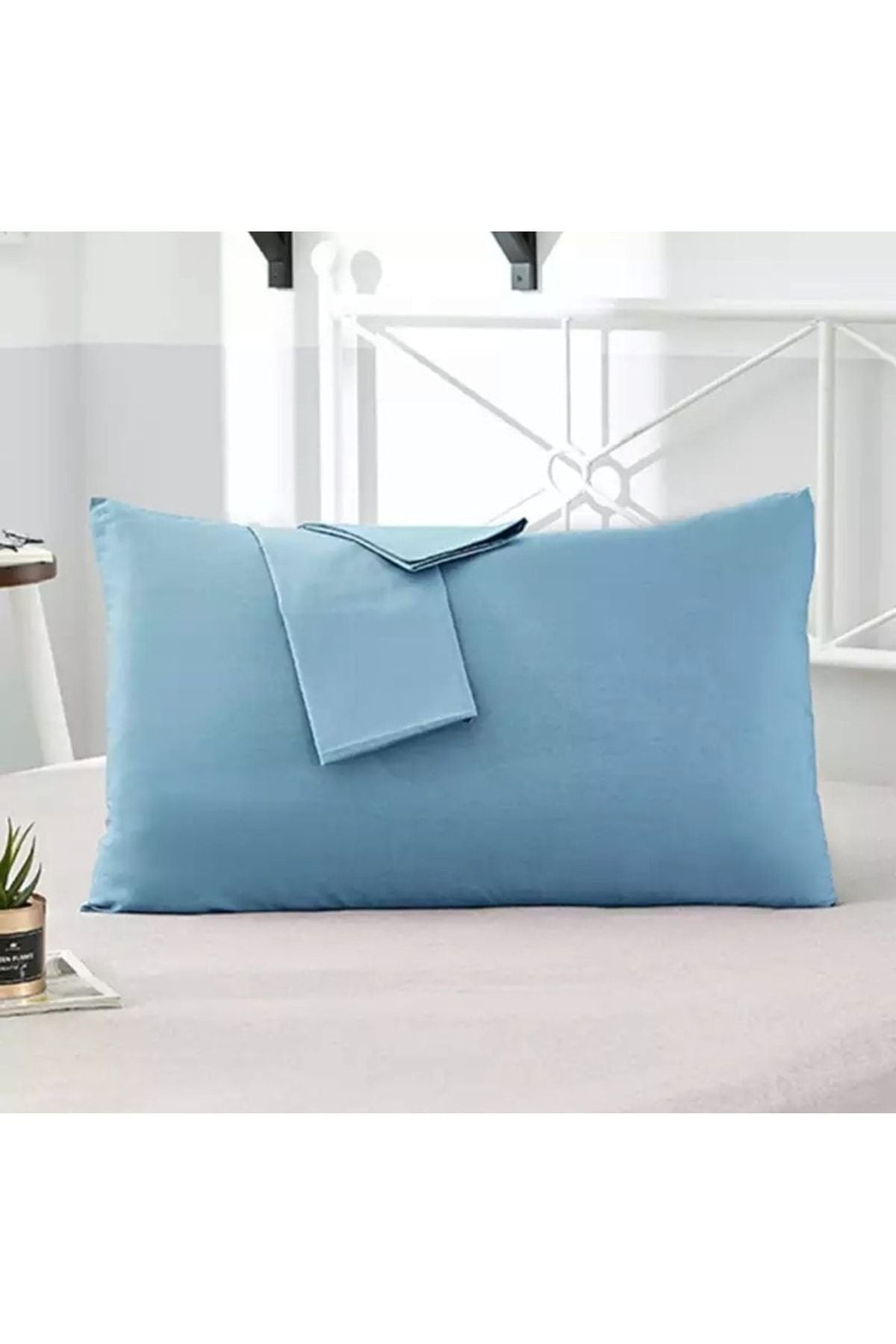 MODELHOME Blue Cotton Fabric Envelope Pillowcase (2 Pieces) 50 X 70 Cm 1