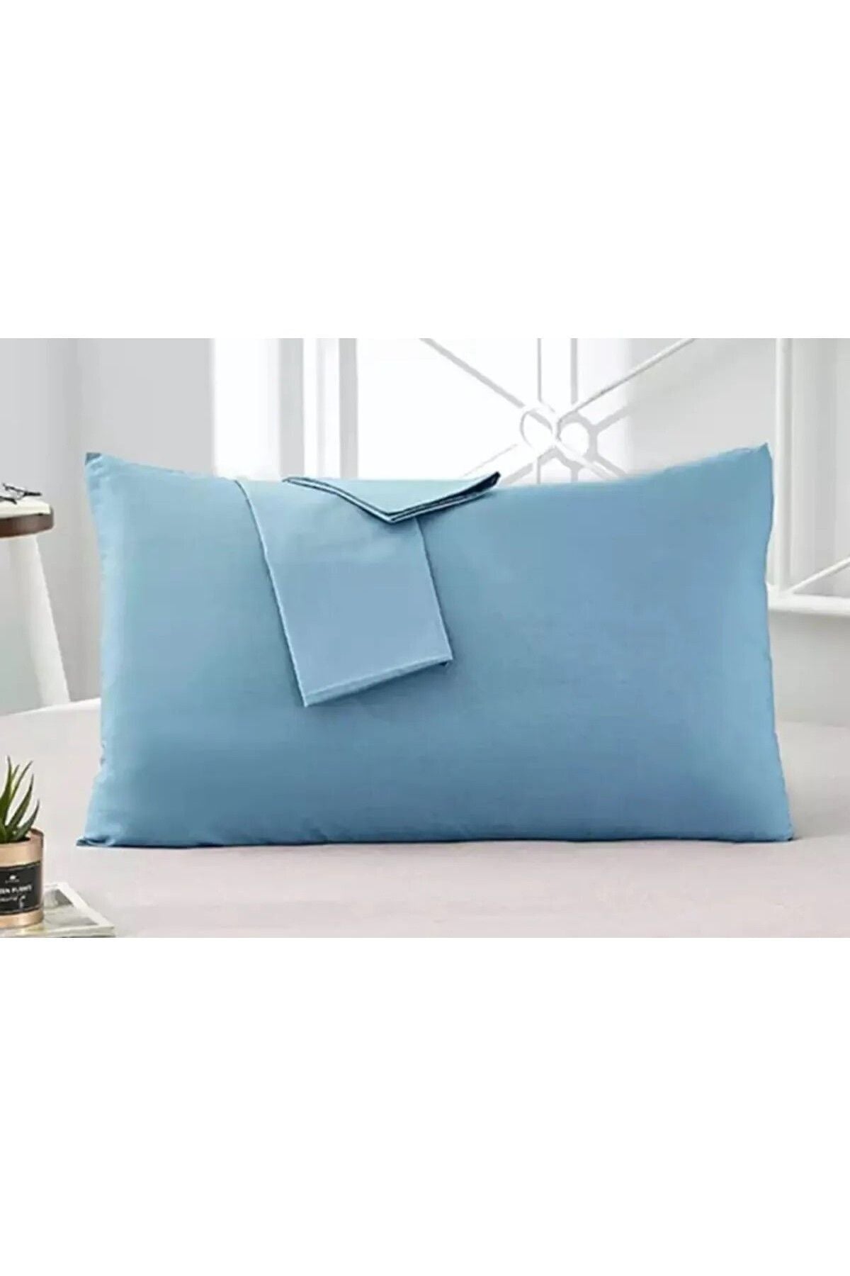 MODELHOME Blue Cotton Fabric Envelope Pillowcase (2 Pieces) 50 X 70 Cm 3