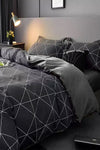 İQON Elastic Fitted Sheet Duvet Cover Set Double Geometric Gray 1