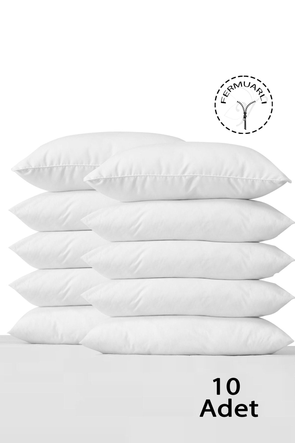 Vionel Home Cotton 50x70 White Inner Lining, Zippered Pillowcase, 10-Piece Pillow Mattress 1