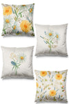 Pilloveland Double-Sided Printed Daisy Pattern 4-Piece Set Suede Cushion Cover 1