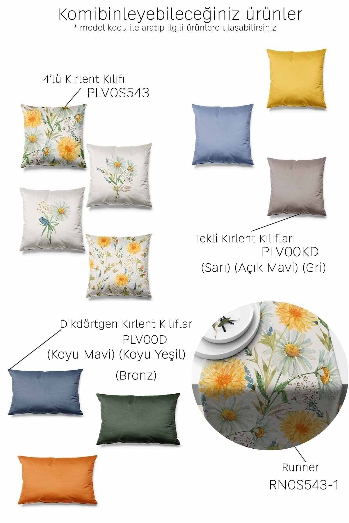 Pilloveland Double-Sided Printed Daisy Pattern 4-Piece Set Suede Cushion Cover 2