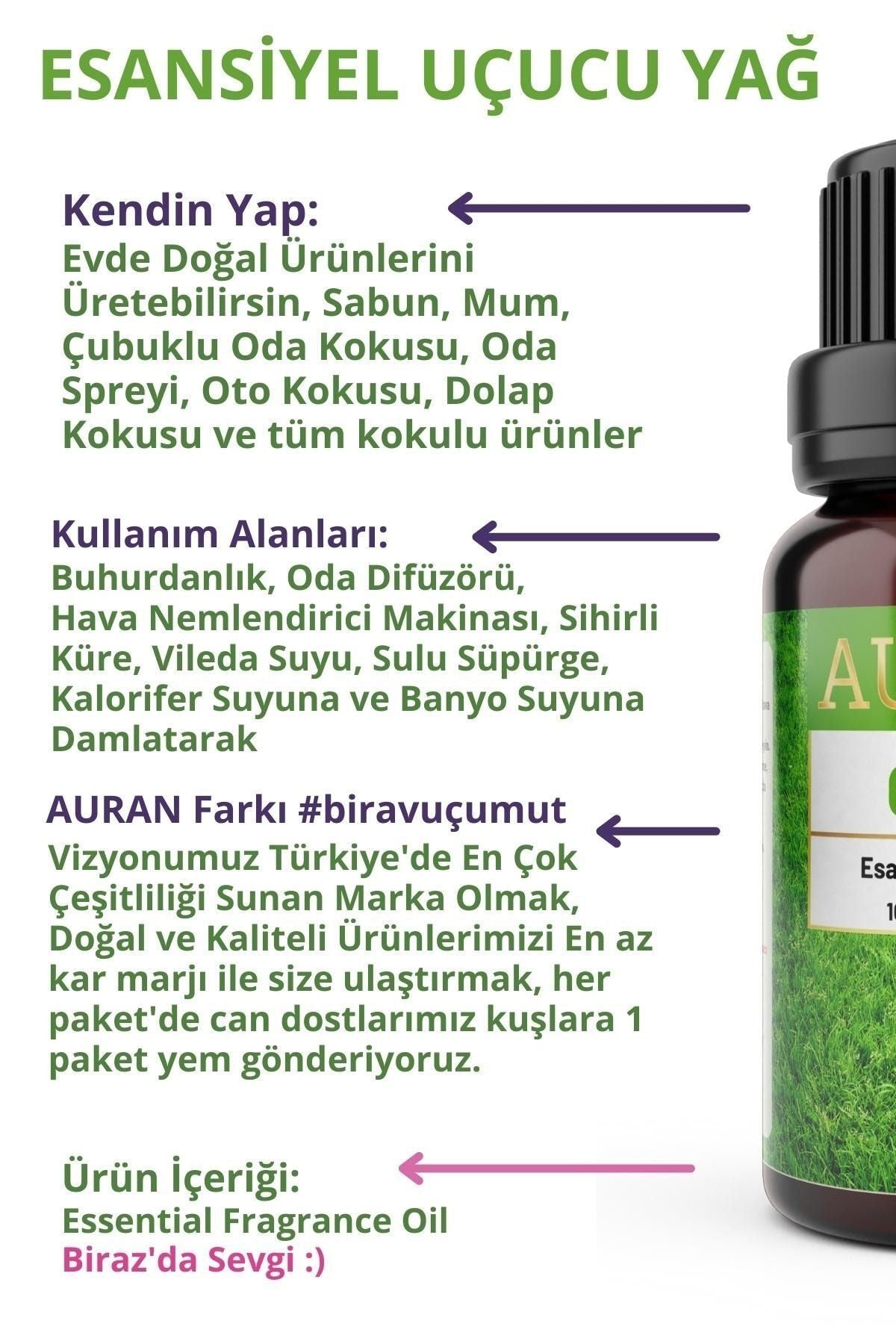 AURAN Favori 10'lu Set Esansiyel Uçucu Yağ Buhurdanlık Yağı Hava Nemlendirici Aroma Difüzörü Kokusu Esans 3