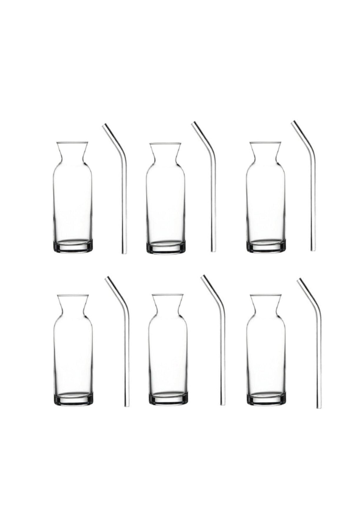 Paşabahçe Village Glass Straw Beverage Glass Lemonade Milk Bottle Presentation Carafe 6 Pieces 1