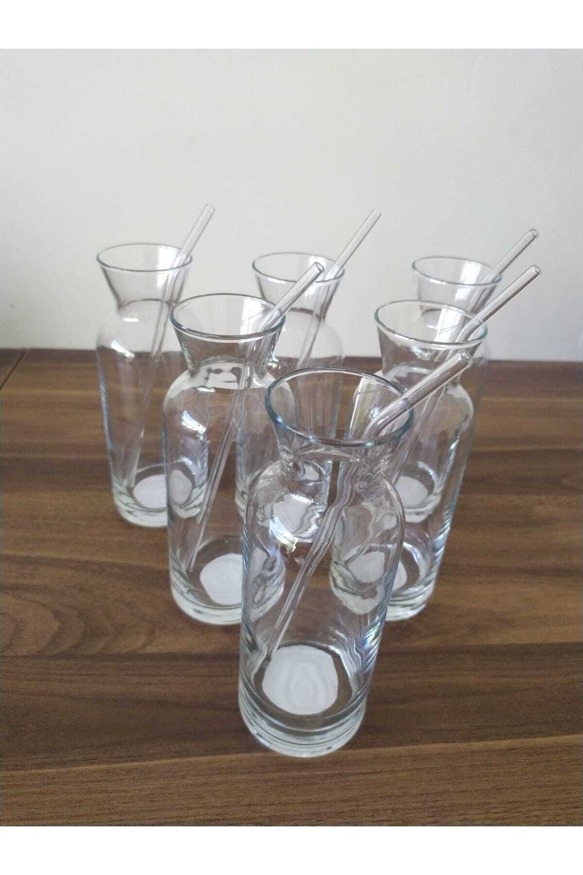 Paşabahçe Village Glass Straw Beverage Glass Lemonade Milk Bottle Presentation Carafe 6 Pieces 2