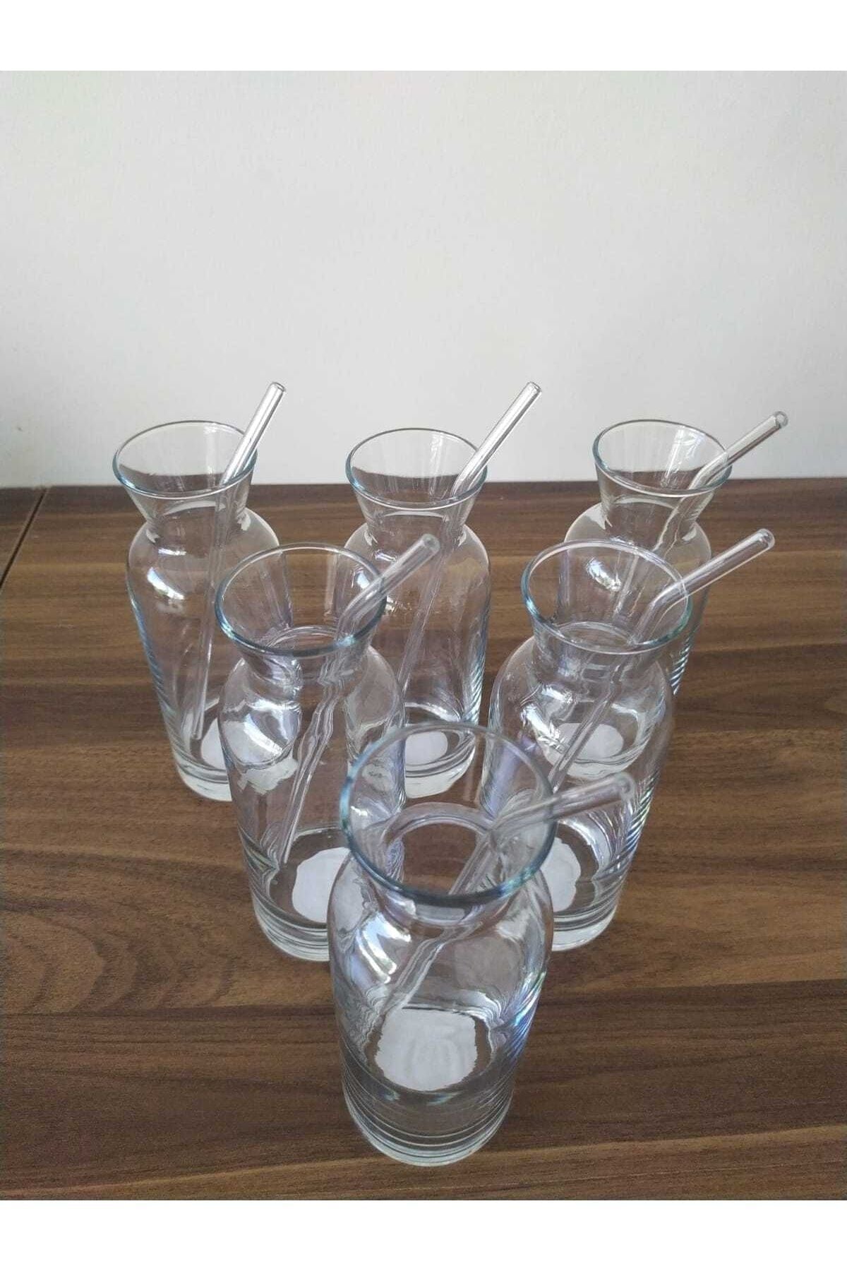 Paşabahçe Village Glass Straw Beverage Glass Lemonade Milk Bottle Presentation Carafe 6 Pieces 3