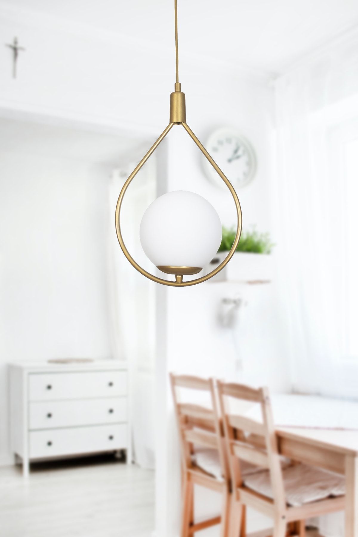 Fer Avize Deco Special Design Metal Glass Pendant Antique Color White Glass Pendant Hall - Kitchen - Living Room Single Chandelier 1