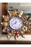 Genel Markalar Wooden Wall Clock with Seashells 7