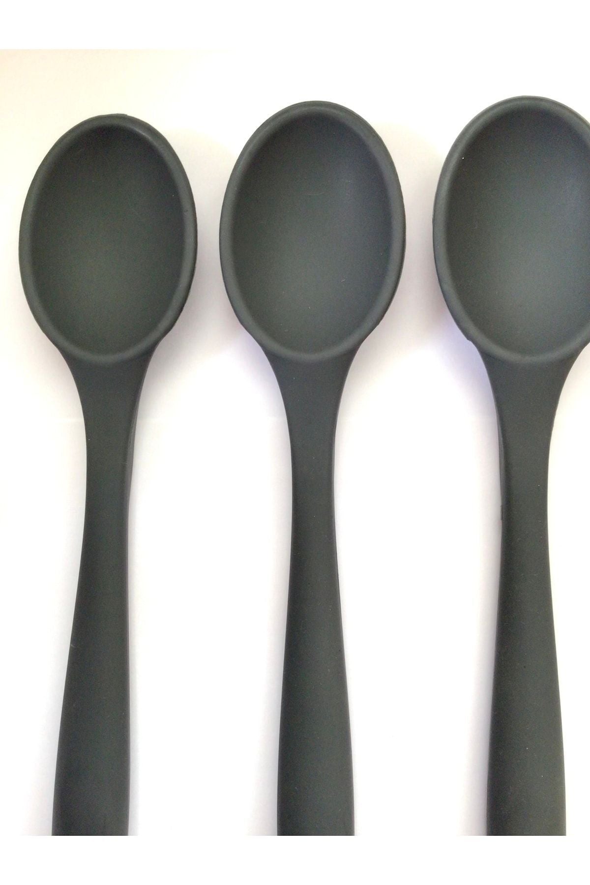 Pink Rose Large Non-Stick Anthracite Silicone Spoon Set 3 Pieces Anthracite 2