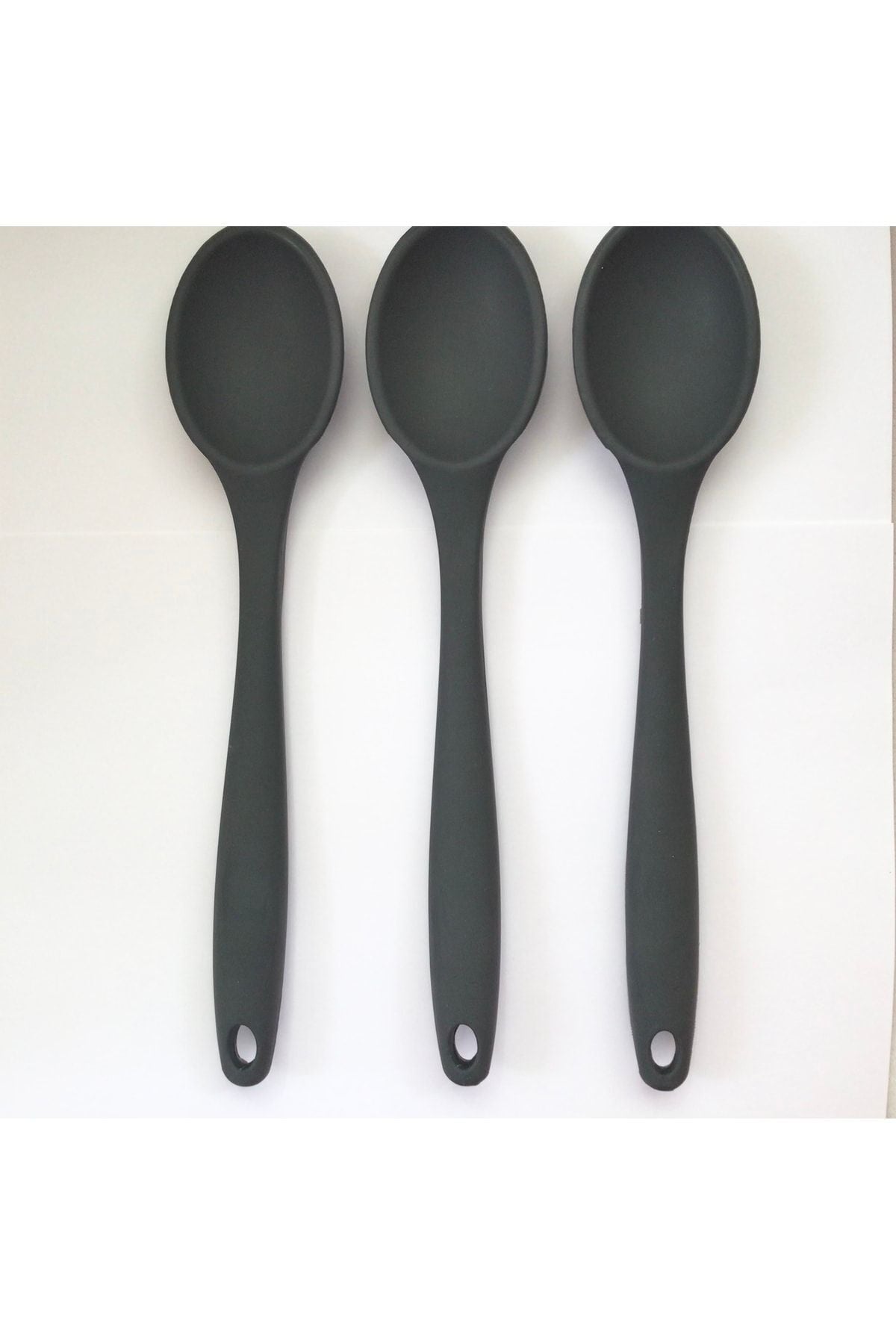 Pink Rose Large Non-Stick Anthracite Silicone Spoon Set 3 Pieces Anthracite 3