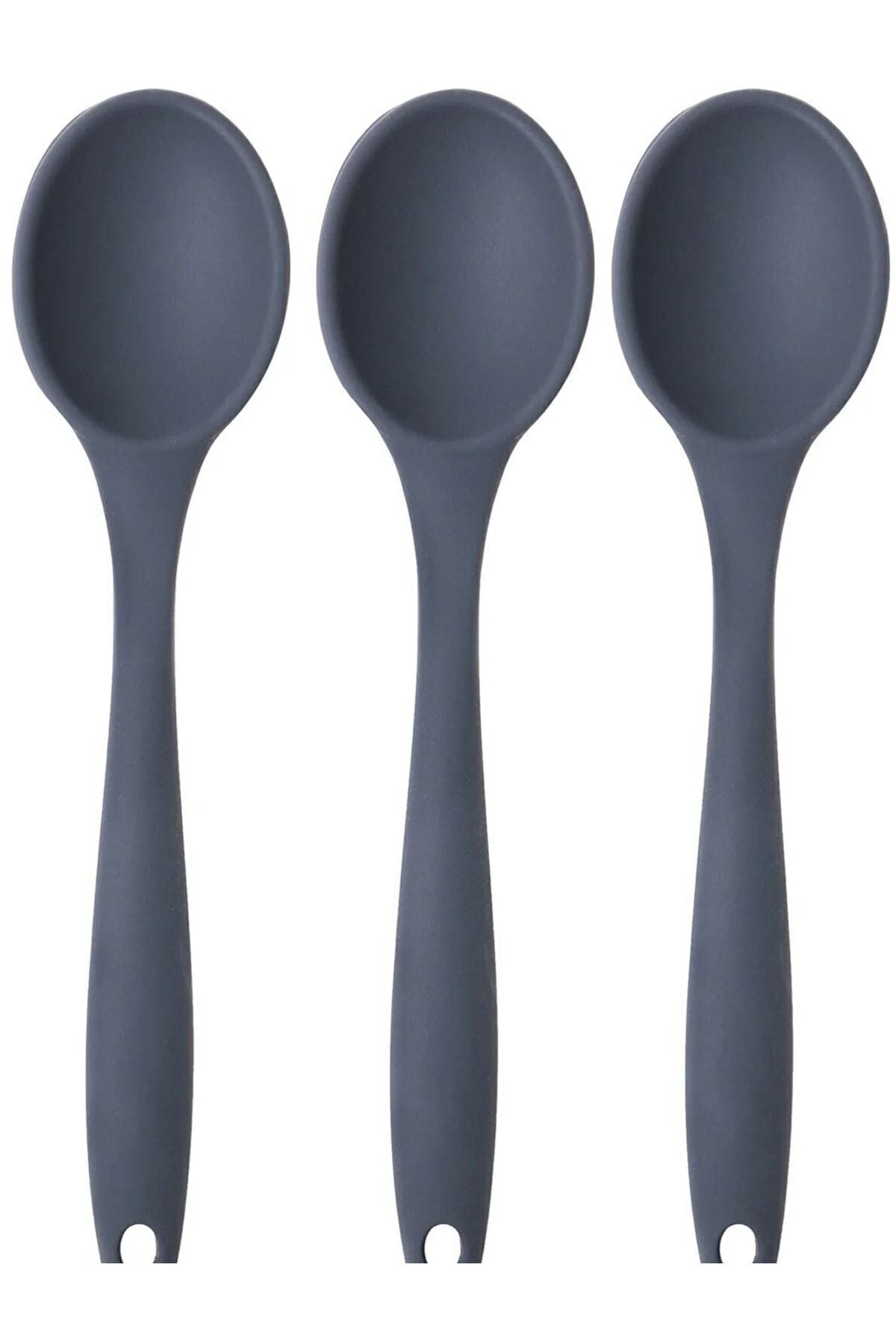 Pink Rose Large Non-Stick Anthracite Silicone Spoon Set 3 Pieces Anthracite 4