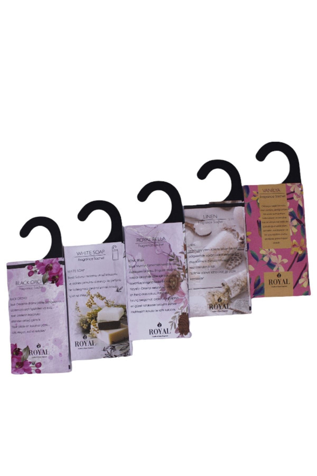 Royal Mum 5 Pieces Scented Sachet Royal Bella - Soft Linen - White Soap - Black Orchid - Vanilla 1