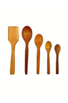 Kitchen Mania 5 Piece Oiled Beechwood Spoon Wooden Spatula Serving Set 1