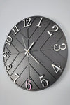 Blackframe Diagonal Lines Black & Silver 50cm Wall Clock 1