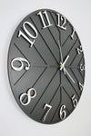 Blackframe Diagonal Lines Black & Silver 50cm Wall Clock 4