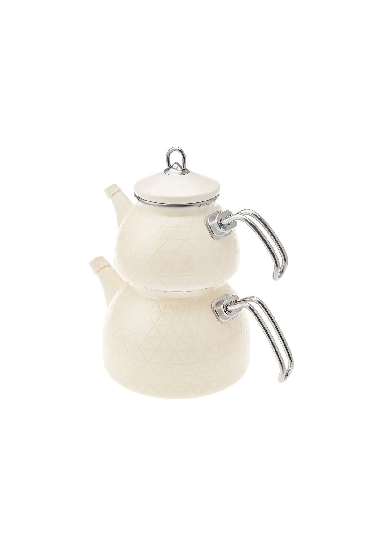 Karaca Kristal Cream Enamel Midi Teapot Set 4