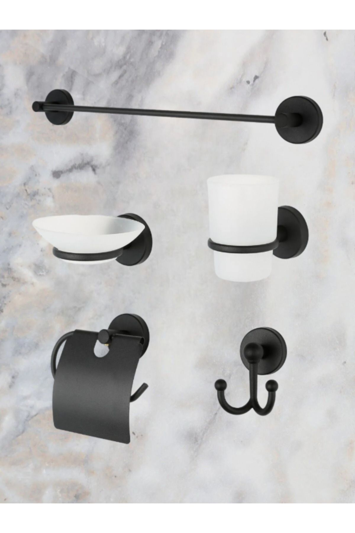 MultiStore Black 5-Piece Bathroom Accessory Set 1