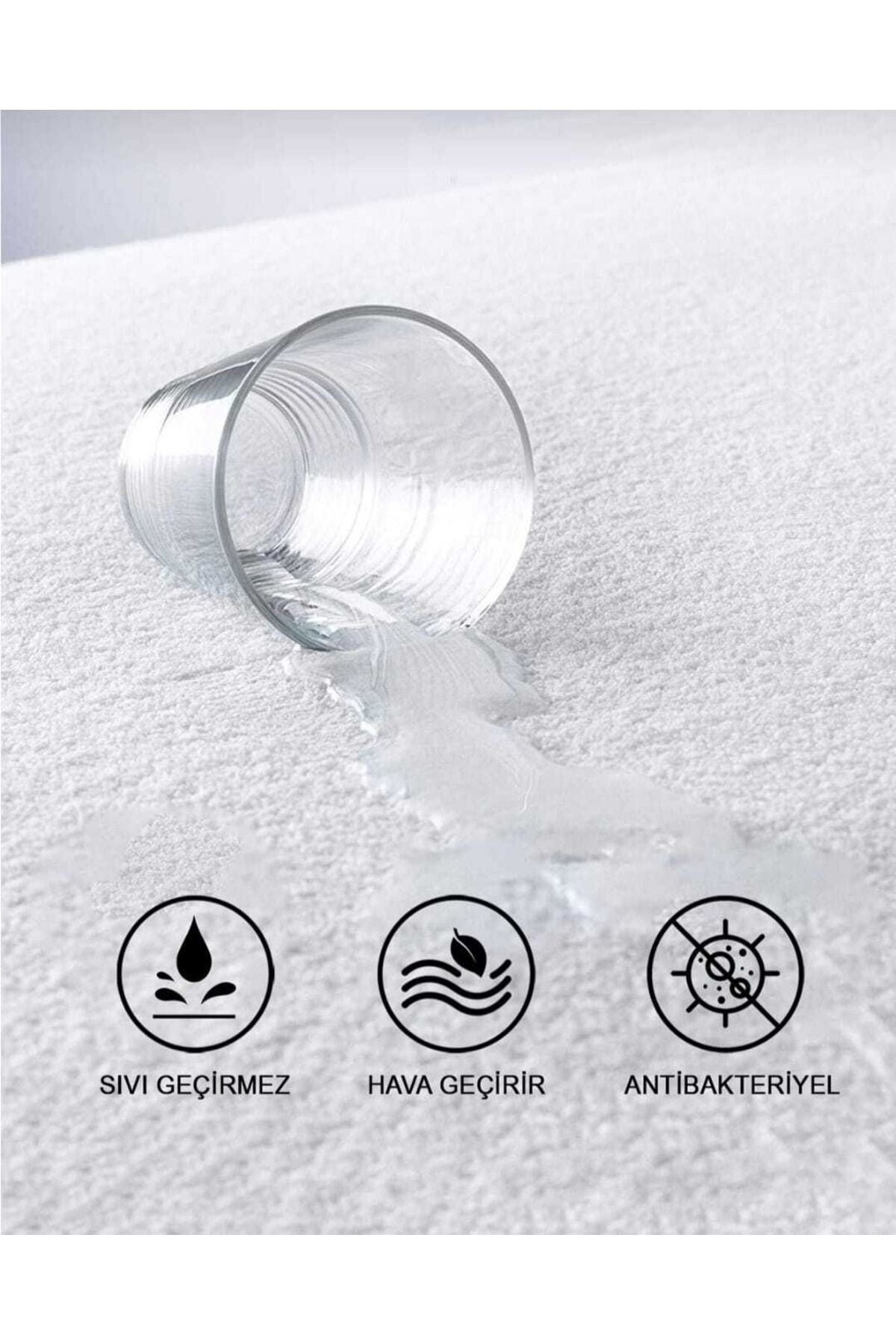 AYHOME Double Bed Waterproof Mattress Protector with Elastic Corners 160 X 200 Cm White 3