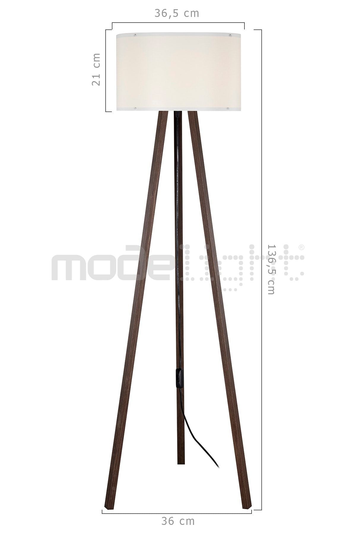 Modelight Rodi Floor Lamp Walnut Legs / Cylinder Cream Shade 4