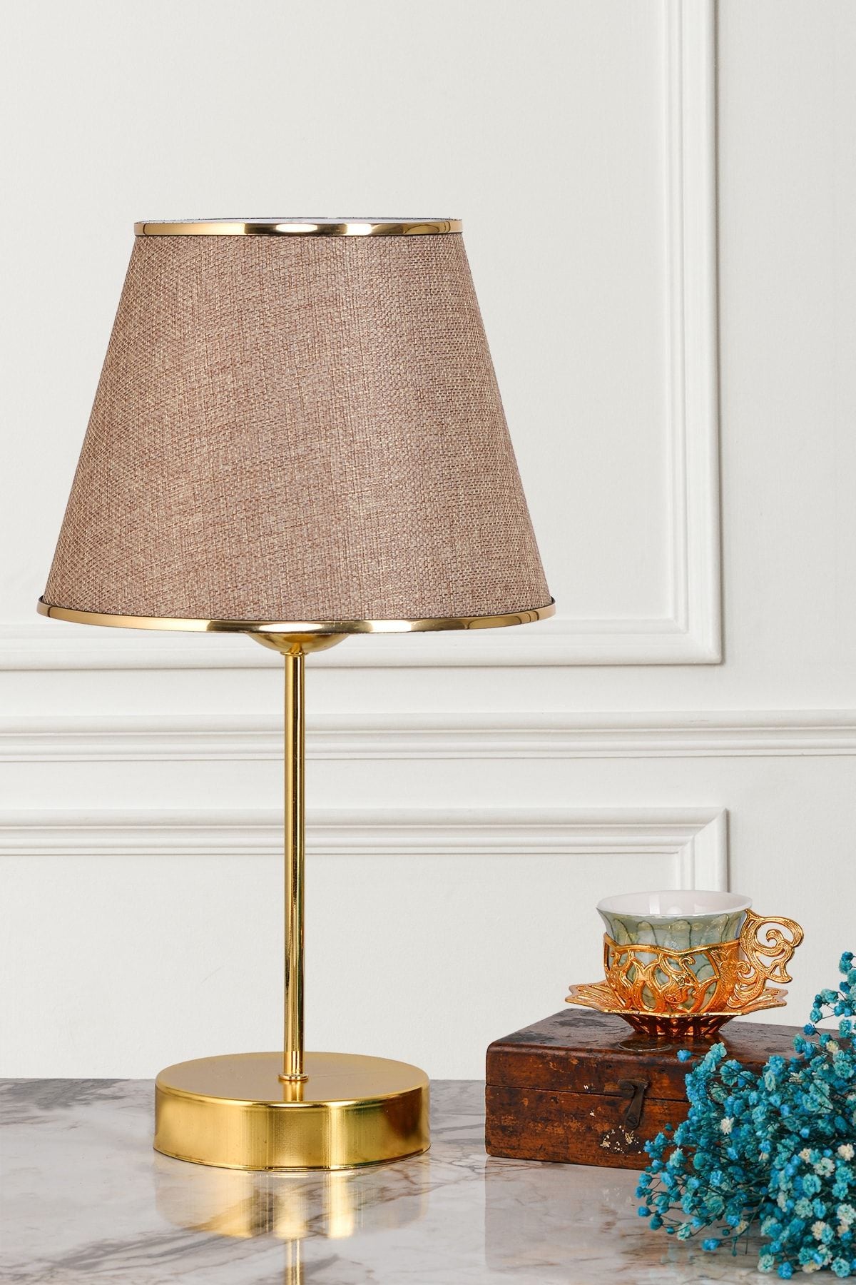 EvLight Mirza 2'li Metal Legged Gold Table Lamp Kumbeji 3