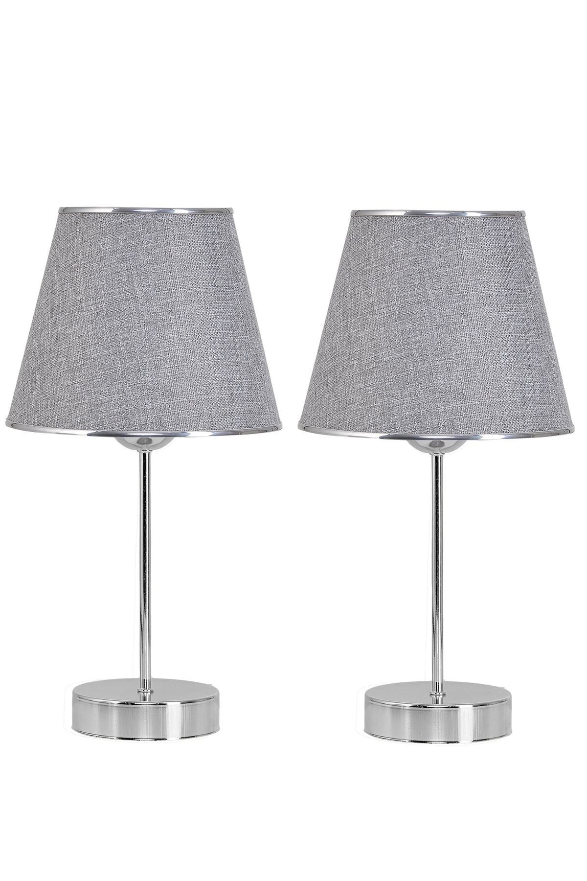 EvLight Mirza 2-Piece Metal Base Chrome Table Lamp Gray 1