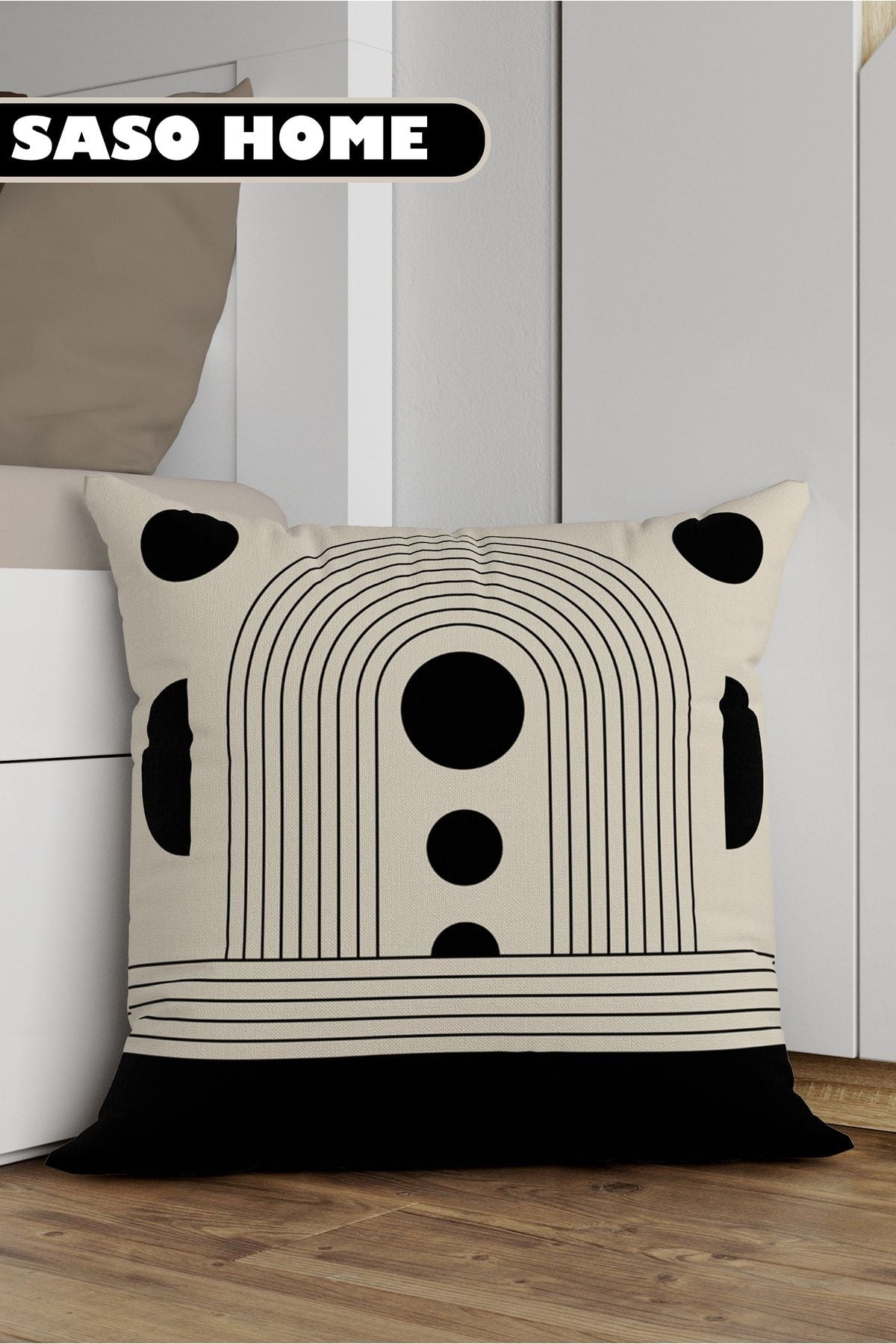 SasoHome Light Lines And Geometric Objects Patterned 4-Piece Decorative Gift Cushion - Pillowcase 5