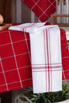 LADYNIL 4-Piece Kitchen Towel Set & German Napkin 50x70 Cm 100% Cotton and Washed Large Checkered Red 2