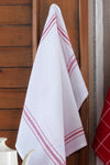 LADYNIL 4-Piece Kitchen Towel Set & German Napkin 50x70 Cm 100% Cotton and Washed Large Checkered Red 3