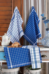 LADYNIL 4-Piece Kitchen Towel Set & German Napkin 50x70 Cm 100% Cotton And Pre-Washed Large Checkered Blue 1