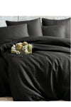 Deneme Zamanı Black Striped Satin Duvet Cover Set Double Size Without Elastic Sheet 2 Pillowcases 1