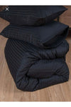 Deneme Zamanı Black Striped Satin Duvet Cover Set Double Size Without Elastic Sheet 2 Pillowcases 2