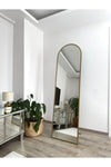 EFFE YAPI DEKOR Gold Metal Framed 180x50 Cm Oval Standing Full-Length Mirror 1