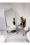 Ersan Dizayn Metal Frame White Oval Standing Full-Length Mirror 65x180 Cm 1