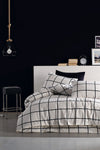 Cote Blanc Karo Black 100% Cotton King Size Duvet Cover Set 2