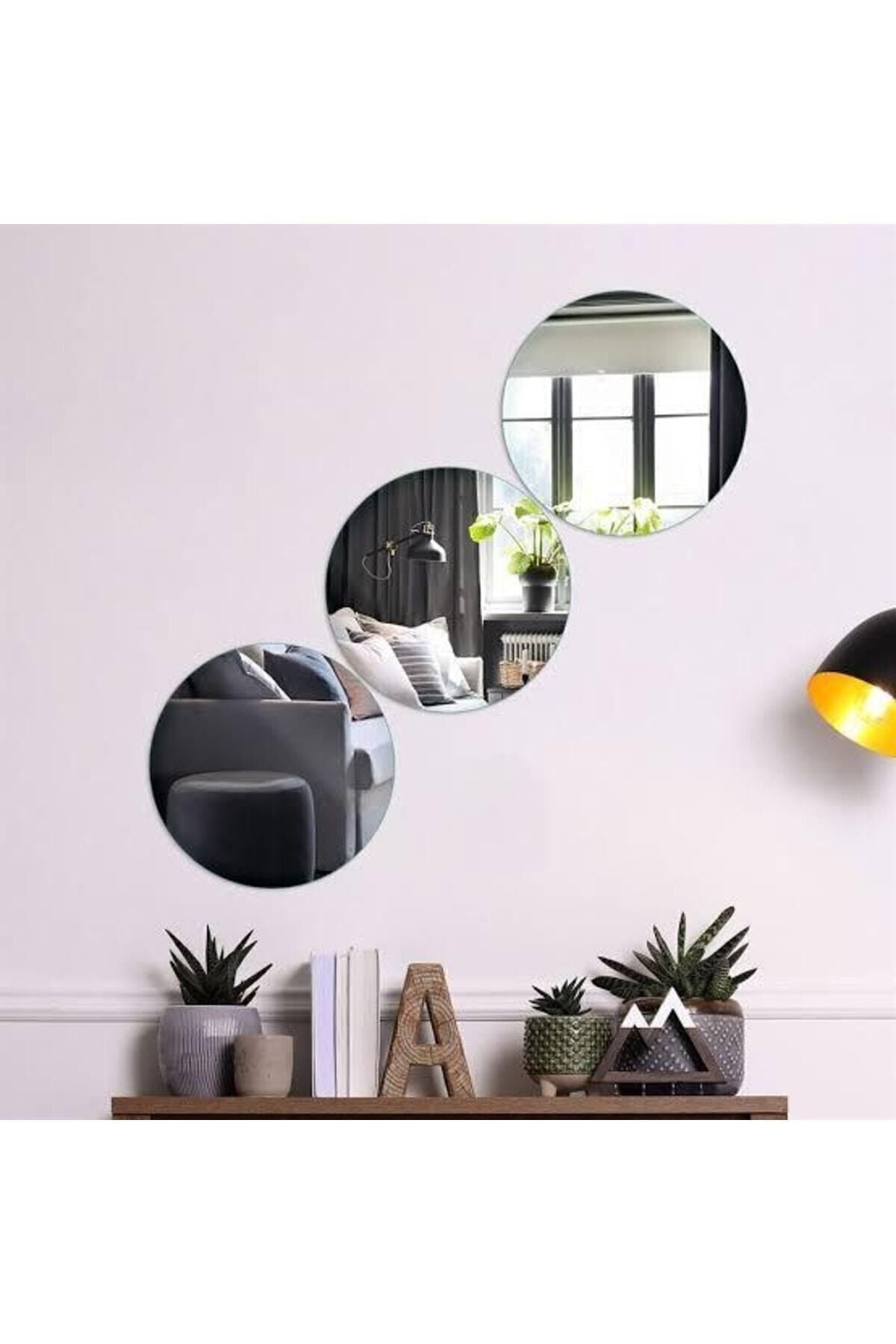 Nef Design Workshop Decorative Round Silver Mirror Plexi Wall Ornament 2 Pieces (Adhesive) 1