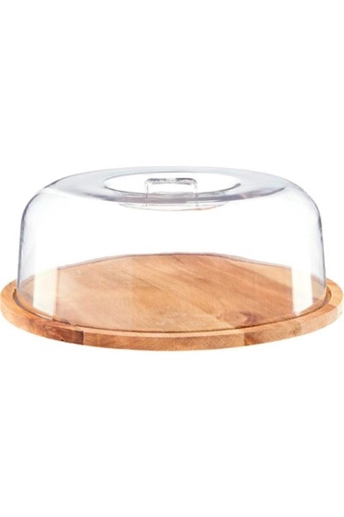 Genel Markalar Bamboo Wood Hard Plastic Lid Cake Dome 1