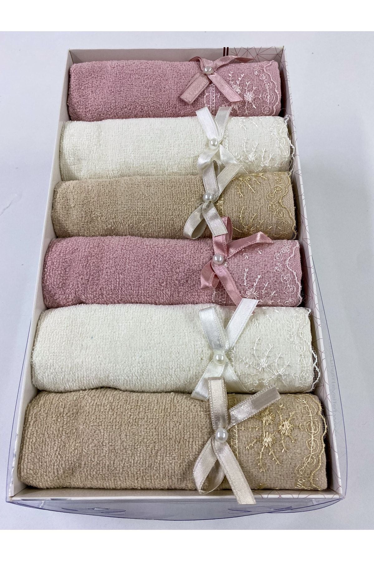 AYHANHOME 6-Piece Velvet Bow Patterned 30x50 Bridal Gift Kitchen Towel Set 2