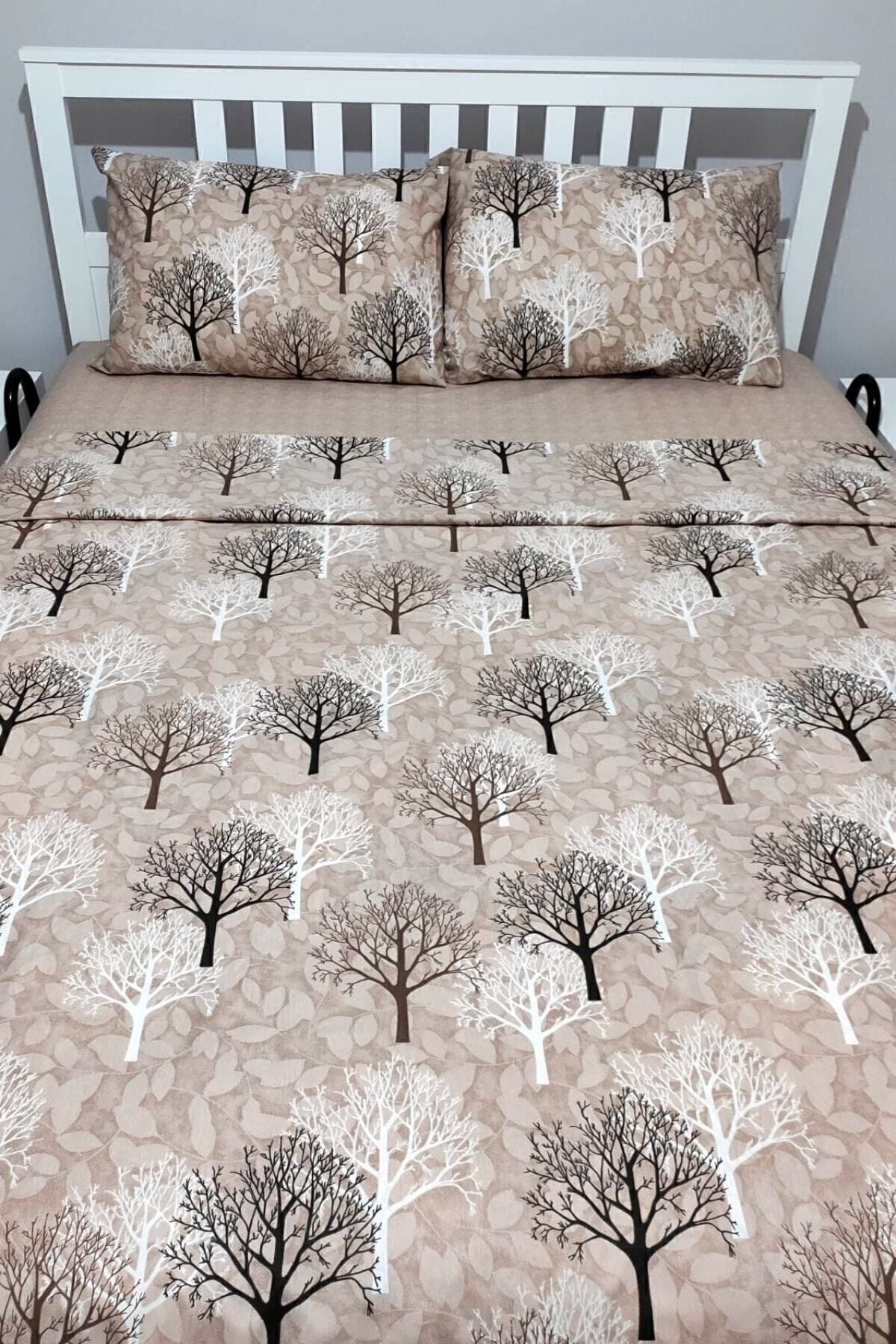 CANDAN ÇEYİZ Wood Tree Patterned Elastic Fitted Double Duvet Cover Set 2