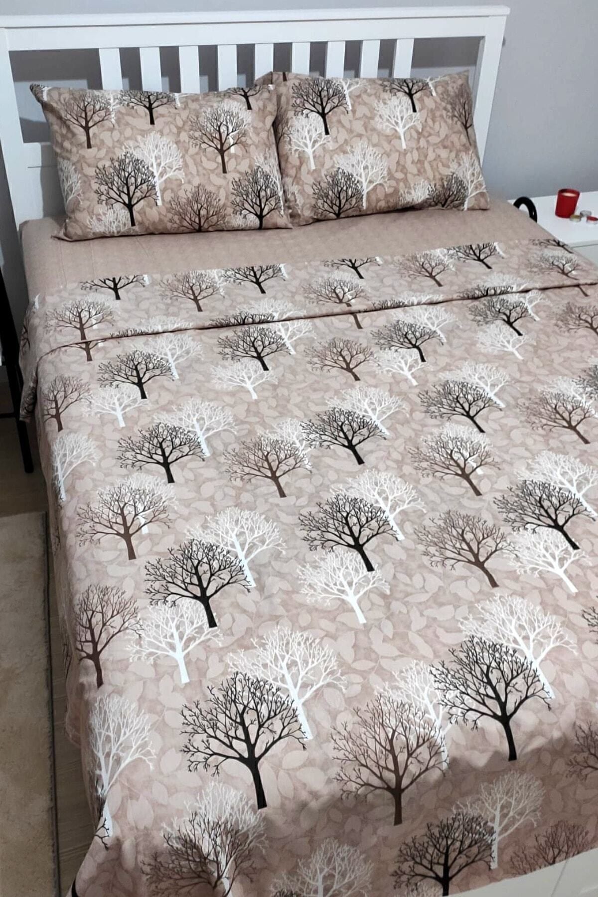 CANDAN ÇEYİZ Wood Tree Patterned Elastic Fitted Double Duvet Cover Set 3