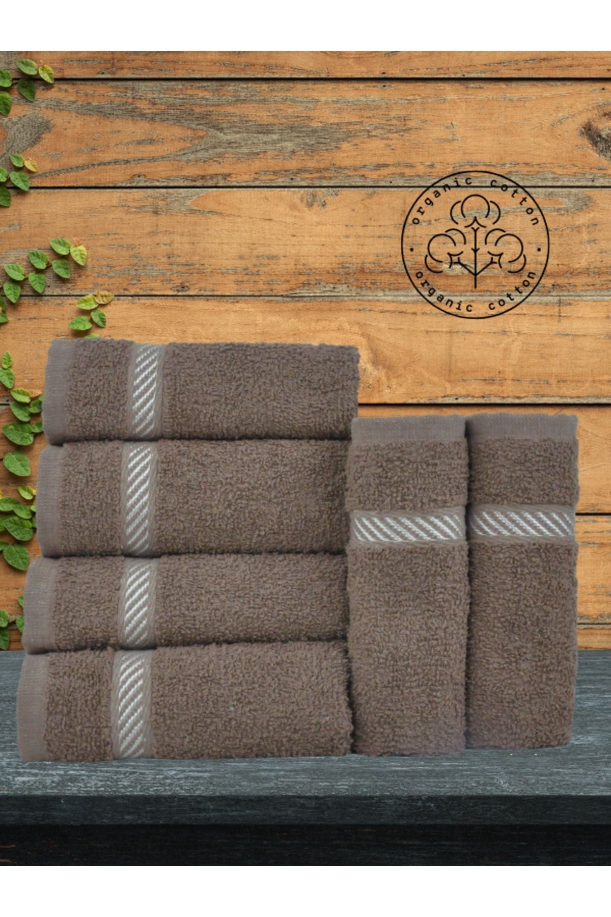 Şelale Can 6-Piece Coffee-Colored Soft/Water Absorbent Cotton 28x30 Kitchen Towel Set 4