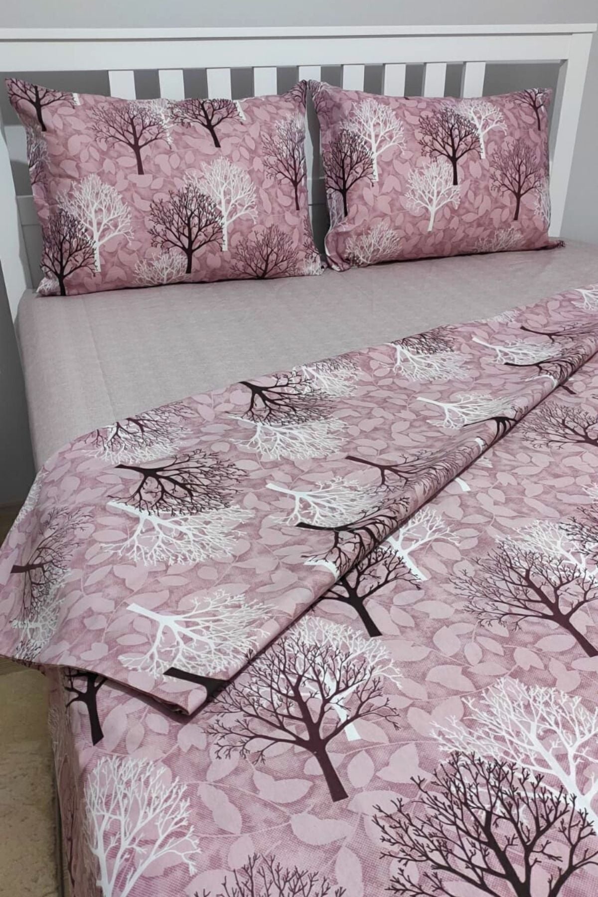 CANDAN ÇEYİZ Wood Tree Patterned Fitted Double Duvet Cover Set 1