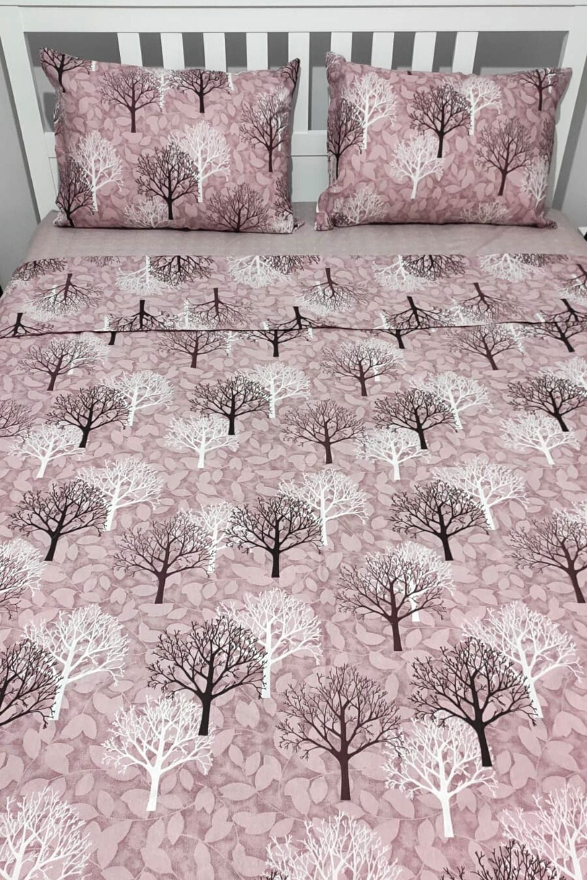 CANDAN ÇEYİZ Wood Tree Patterned Fitted Double Duvet Cover Set 2