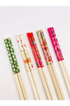 PEGA HOME 10 Pieces Bamboo Chopstick Wooden Pattern Washable And Reusable 5 Pairs 2