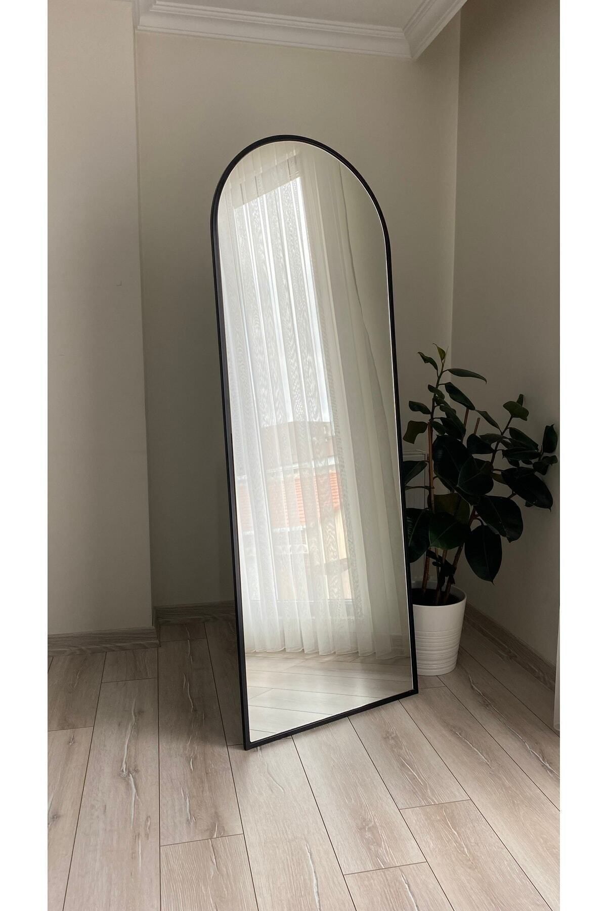 Ersan Dizayn Metal Frame Black Oval Standing Mirror 65x180 Cm 3