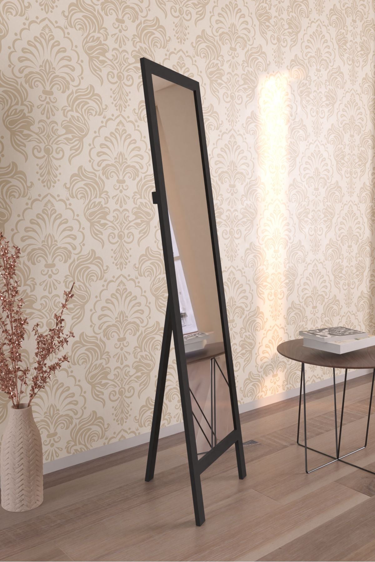 Hediyeler Kapında Black Natural Wooden Legged Full-Length Mirror 145x40cm 2