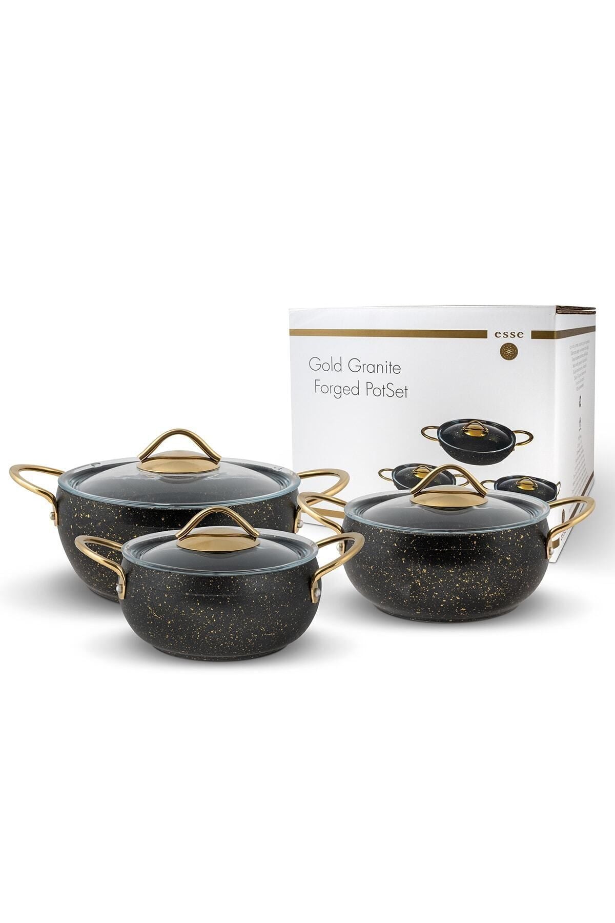 Esse Granite Gold 6 Piece Casserole Set 16-18-20 Cm 1