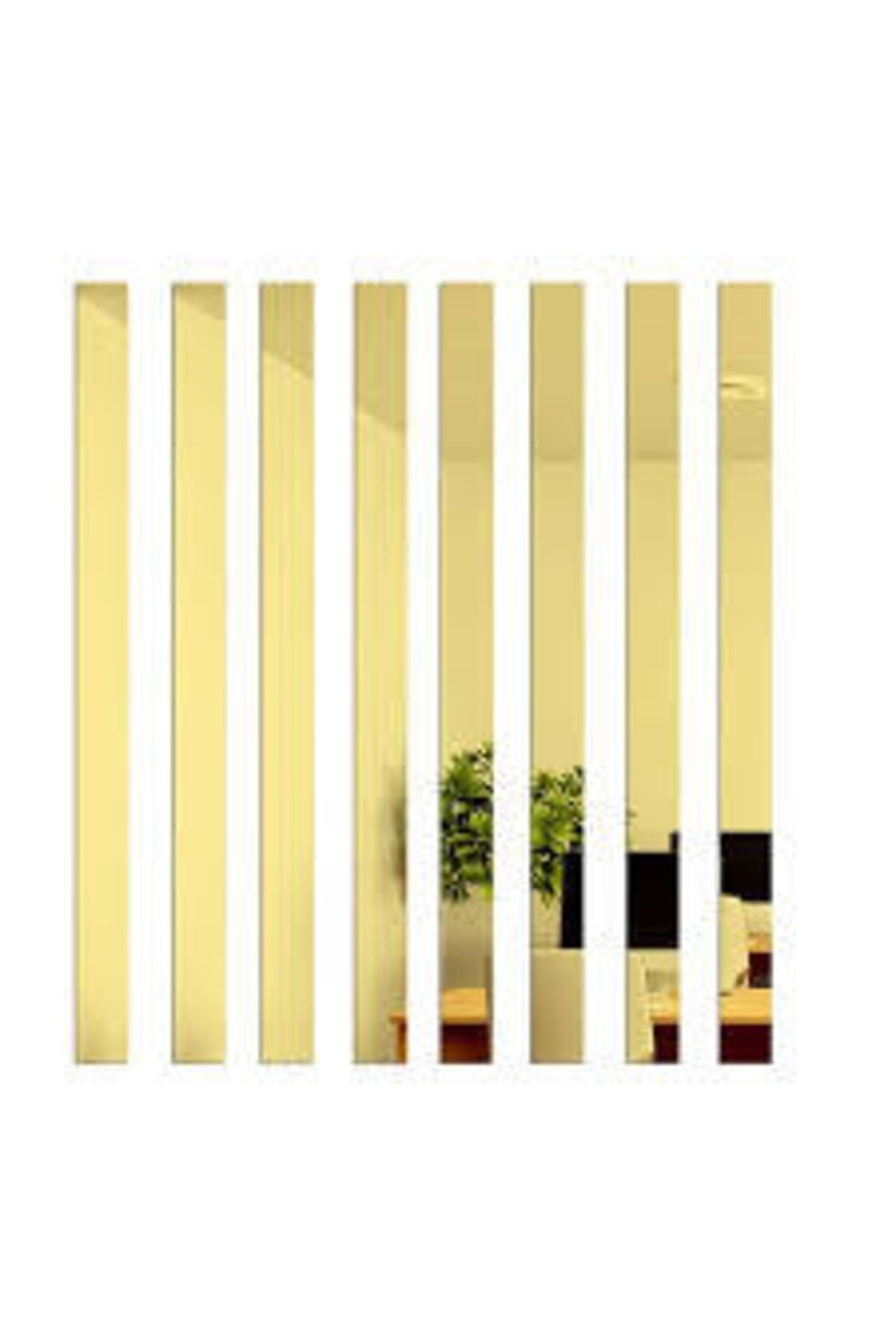 Nef Tasarım Atölyesi Decorative Strip Gold Mirror Plexiglass Wall Decoration 2.5x100cm 5 Pieces (Adhesive) 2