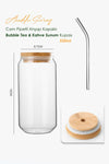 Anadolu Saray Çarşısı Heat Resistant Glass Straw Wooden Lid Bubble Tea and Borosilicate Coffee Presentation Cup 550ml 2