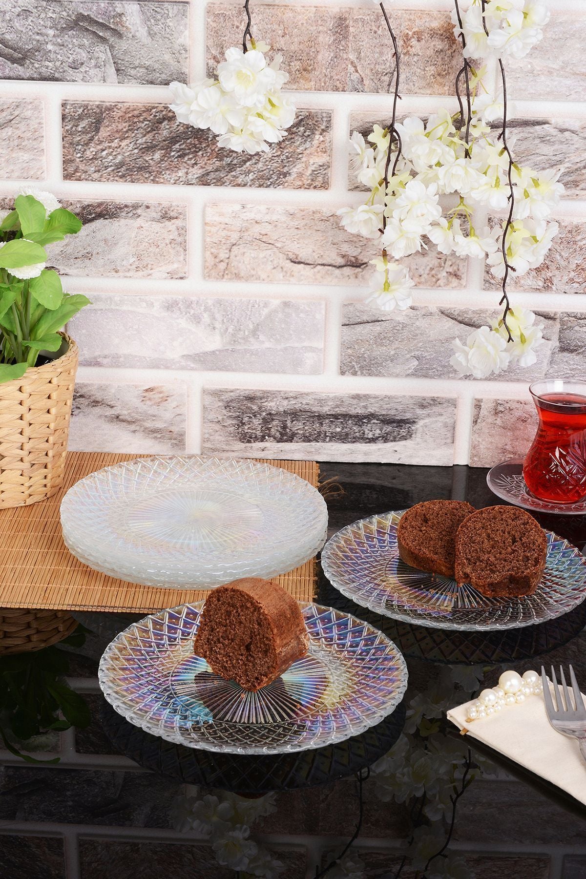 ANGDESIGN Belinda Glass Dessert-Cake Plate Set of 6 Transparent 4